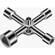 4-Way Triangular Key, 5 Sizes, Universal Tool for Control Cabinets, Gas and Water Meters, Robust Silver Finish