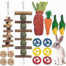 16 Piece Small Animal Toy Set, Chewable Cage Accessories for Rabbits, Hamsters and Guinea Pigs