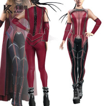 (3XL) Halloween Red Witch Cosplay Bodysuit for Women - Digital Print Performance Costume