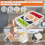 Contenitore per snack a prova di perdite con 8 scomparti e coperchio, organizer riutilizzabile per frutta, noci e biscotti. 2