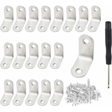 Confezione da 20 staffe a L in acciaio inox, staffe angolari a 90 gradi da 30 x 30 mm con viti 45 per mobili fai da te