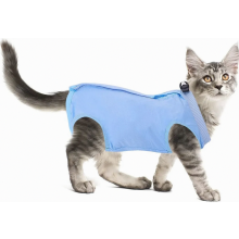 Tuta post-operatoria per gatti per ferite addominali e problemi cutanei, pigiama anti-leccamento, blu, taglia M