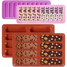 Set di 4 stampi in silicone per barrette di cereali, stampi rettangolari riutilizzabili per cioccolato, barrette energetiche e bastoncini di