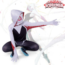 (Rose red, 180) Spider Superhero Costume for Kids Boys Girls, Halloween Cosplay Bodysuit with Mask, Miles Morales Venom Gwen Stacy