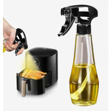 Frasco pulverizador de óleo de vidro, dispensador de óleo de cozinha recarregável e preciso, preto.