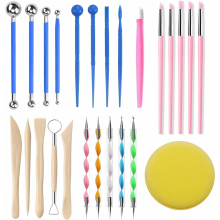 Conjunto de 25 peças de ferramentas para argila, ferramentas de modelagem e escultura em cerâmica de secagem ao ar para argila polimérica, c