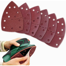 Pacote com 60 lixas para lixadeiras triangulares de 11 furos, com sistema de fixação por velcro, grãos 40/60/80/120/180/240