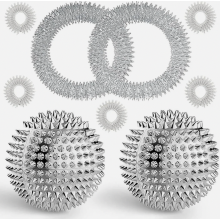 Conjunto de massagem de 32 mm para alívio do estresse, composto por 2 bolas magnéticas de acupressão, 5 anéis de acupressão para os dedos e
