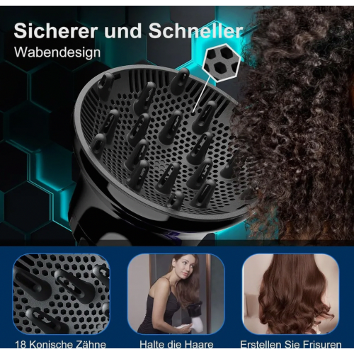 Difusor universal para secadores de cabelo, com bocal ajustável de 4 a 7 cm (1,57 a 2,7 polegadas), ideal para cabelos cacheados e ondulados 1