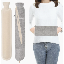 Bolsa de água quente comprida com capa de pelúcia macia, aquecedor de cama reutilizável de borracha de 2 litros, aquecedor de mãos portátil,