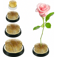 Conjunto de 4 suportes redondos para flores com vedação de borracha, em aço inoxidável, ideais para arranjos florais tipo Ikebana.