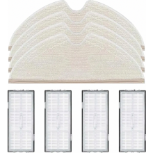 Kit de substituição para aspiradores robô Q8 Max, Q8 Max+, Q5 Pro, Q7, Q7+, Q7 Max e Q7 Max+, com 4 filtros e 4 panos de limpeza.