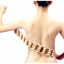 Massageador de costas portátil com corda, feito de madeira, ideal para drenagem linfática, pescoço, ombros e pernas.