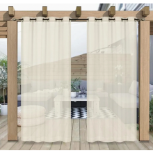 Cortinas externas impermeáveis e transparentes com ilhós, aparência de linho, bege, 2 peças, 134 x 210 cm para gazebo ou varanda.