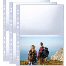 Pacote com 40 capas plásticas para fotos tamanho A4, 160 bolsos, inserções transparentes de dupla face para fichários de 2, 3 ou 4 argolas.