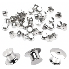 50 prendedores de metal para alfinetes, com trava para joias, broches, crachás e artesanato, prateados.