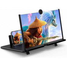 Amplificador de tela de smartphone de 14 polegadas, ampliador de vídeo 3D HD para assistir a filmes, preto, compatível com smartphones.