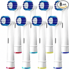Conjunto de 8 cabeças de substituição para escovas de dentes elétricas, cerdas macias, limpeza profunda, brancas.