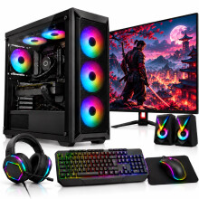 Intel Core i5 Gaming PC Bundle with 16GB RAM, GT730 4GB Graphics, 1TB HDD + 128GB SSD, 22-Inch Monitor & Speakers