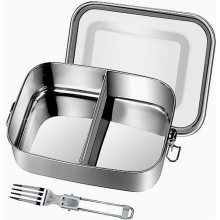 Lunchbox ze stali nierdzewnej o pojemności 1200 ml, szczelny, bento box z wyjmowaną przegrodą dla dorosłych i dzieci