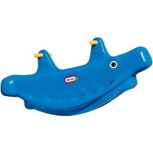 Little Tikes Balancín Balena, Azul, com Assas de Fácil Agarre e Cadeira Estável, para até 3 Crianças