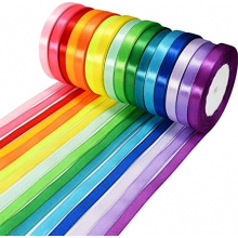 Fita de cetim para embrulho de presentes, 16 cores, 10 mm de largura, 22 m de comprimento, para artesanato e decoração DIY.
