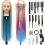 Cabeça de treinamento para manequim de 28 polegadas com cabelo sintético, presilha e kit para tranças DIY, multicolorida 1
