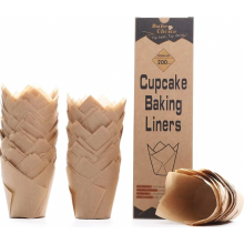 200 Forminhas de Papel Tulipa Natural para Cupcakes, Forminhas de Papel Manteiga Europeu Não Branqueado para Assar, Festas e Natal, 20 unidades
