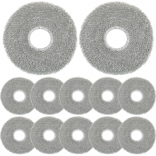 Pacote com 12 panos de limpeza de microfibra laváveis para aspiradores robô.
