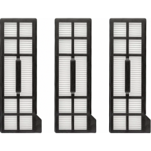 Kit com três filtros HEPA de reposição para aspirador robô X10 Pro Omni e acessórios para remoção de poeira.