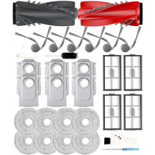 Kit de reposição com 29 peças para aspiradores robô, incluindo 2 escovas rotativas, 6 escovas laterais, 4 filtros e 8 panos de limpeza.