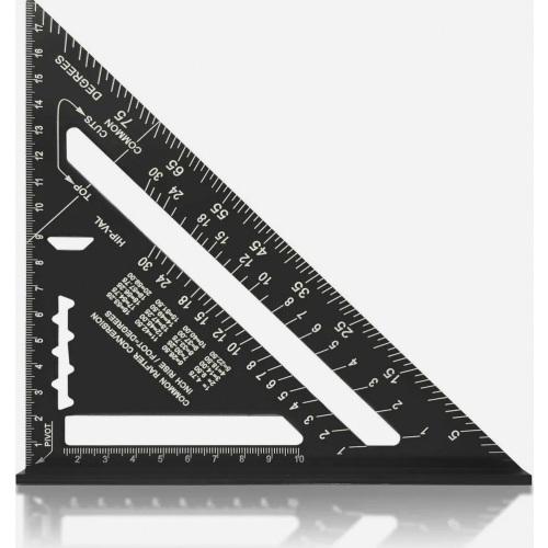 Esquadro de carpinteiro de 7 polegadas, régua triangular métrica com ângulo de 90 graus, liga de alumínio espessa.