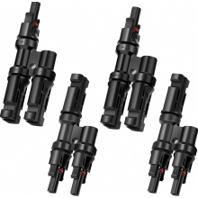 Conector Y solar para cabos fotovoltaicos, divisor de derivação de 6 mm² para conexão paralela, macho e fêmea, à prova d'água IP67, 2 pares.
