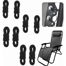 Cordões elásticos de substituição duráveis para cadeiras de descanso reclináveis, pacote com 8 unidades, 240 cm e 150 cm, pretos.