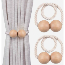 Presilhas magnéticas de madeira para cortinas, conjunto com 2 unidades, sem necessidade de furar, ideais para decoração de sala de estar e q