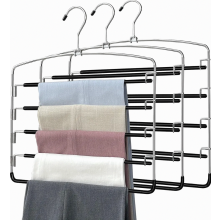 Conjunto de 3 Cabides de Calças com 5 Níveis, Organizador de Armário Metálico que Economiza Espaço com Braços Giratórios para Jeans