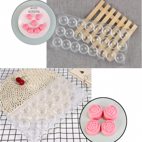 Conjunto com 2 Formas Transparentes de Plástico Reutilizáveis para Chocolate, Bombons, Trufas, Doces e Bolos 2