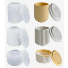 Conjunto de 3 Moldes de Silicone para Velas em Pote com Tampas, Ideais para Fazer Velas Artesanais e Decorar a Casa.