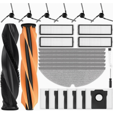 Kit de reposição com 26 peças, incluindo 2 escovas principais, 6 escovas laterais, 4 filtros, 6 panos de limpeza, 6 sacos de pó, escova e ch