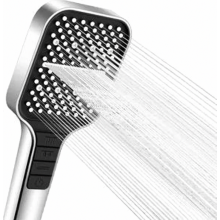 Chuveiro economizador de água, 7 modos de jato, ducha tipo chuva com botão de parada e bicos de silicone anti-entupimento.
