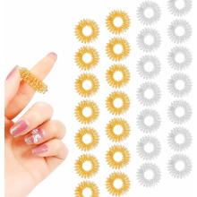 Conjunto de 40 Anéis de Acupressão para os Dedos, Anéis de Massagem para Alívio do Estresse e Melhora da Circulação, Dourado e Prateado