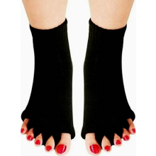 Conjunto de 3 pares de meias separadoras de dedos, meias de algodão para alinhamento dos pés, ideais para mulheres e homens, meias para ioga