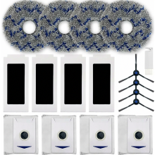 Kit de reposição com 17 peças para aspiradores T30 Omni e T30 Pro, incluindo filtros HEPA, panos de limpeza, escovas laterais e sacos de pó.