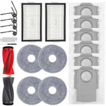 Kit de substituição para aspirador robô com escova principal, filtros HEPA, sacos de pó, panos de limpeza, escovas laterais e chave de fenda