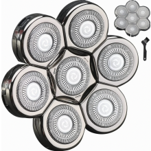 Cabeça de substituição de 7 lâminas para barbeador elétrico, cortador de lâmina universal para homens, prata 7D para um barbear suave.