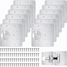 Placas de reparo de dobradiças em aço inoxidável, pacote com 12 unidades e 80 parafusos, 9 x 9 cm, para portas de armários de cozinha.