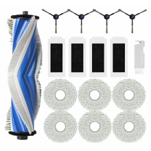 Kit de acessórios para aspirador robô com escova principal, 6 panos de limpeza, 4 escovas laterais e 4 filtros HEPA.
