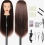 Cabeça de manequim de 66 cm (26 polegadas) para treinamento com suporte, cabelo de fibra resistente ao calor para cabeleireiro e estilização 1