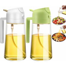 Dispenser e spruzzatore d'olio 2 in 1, confezione da 2, flacone spray in vetro da 473 ml per cucinare, insalate e grigliate.