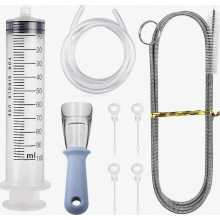Kit per la pulizia dello scarico del frigorifero, set riutilizzabile da 8 pezzi con spazzola, siringa, tubo flessibile da 1 m e strumento in